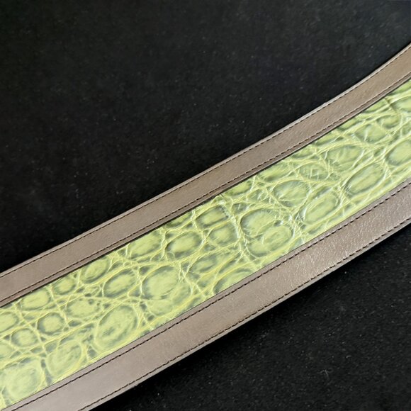 Vtg 1980s Carlisle Wide Leather Belt Brown w/ Alligator Embossed Leather Inset main image 6